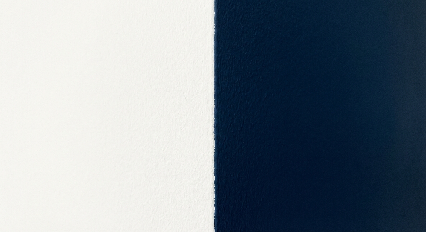 Close-up of a perfect paint cut line — white meets navy with razor precision